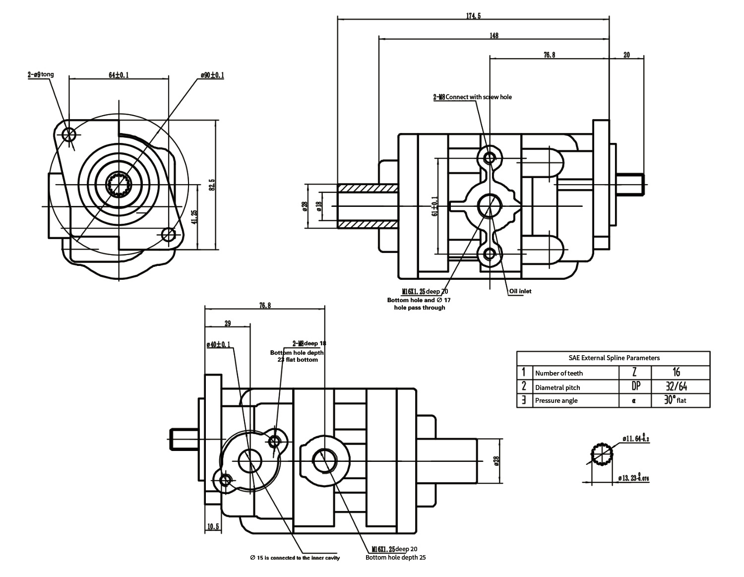 S16ML39SS1-D06ML39SS1 Двойной шестеренчатый насос