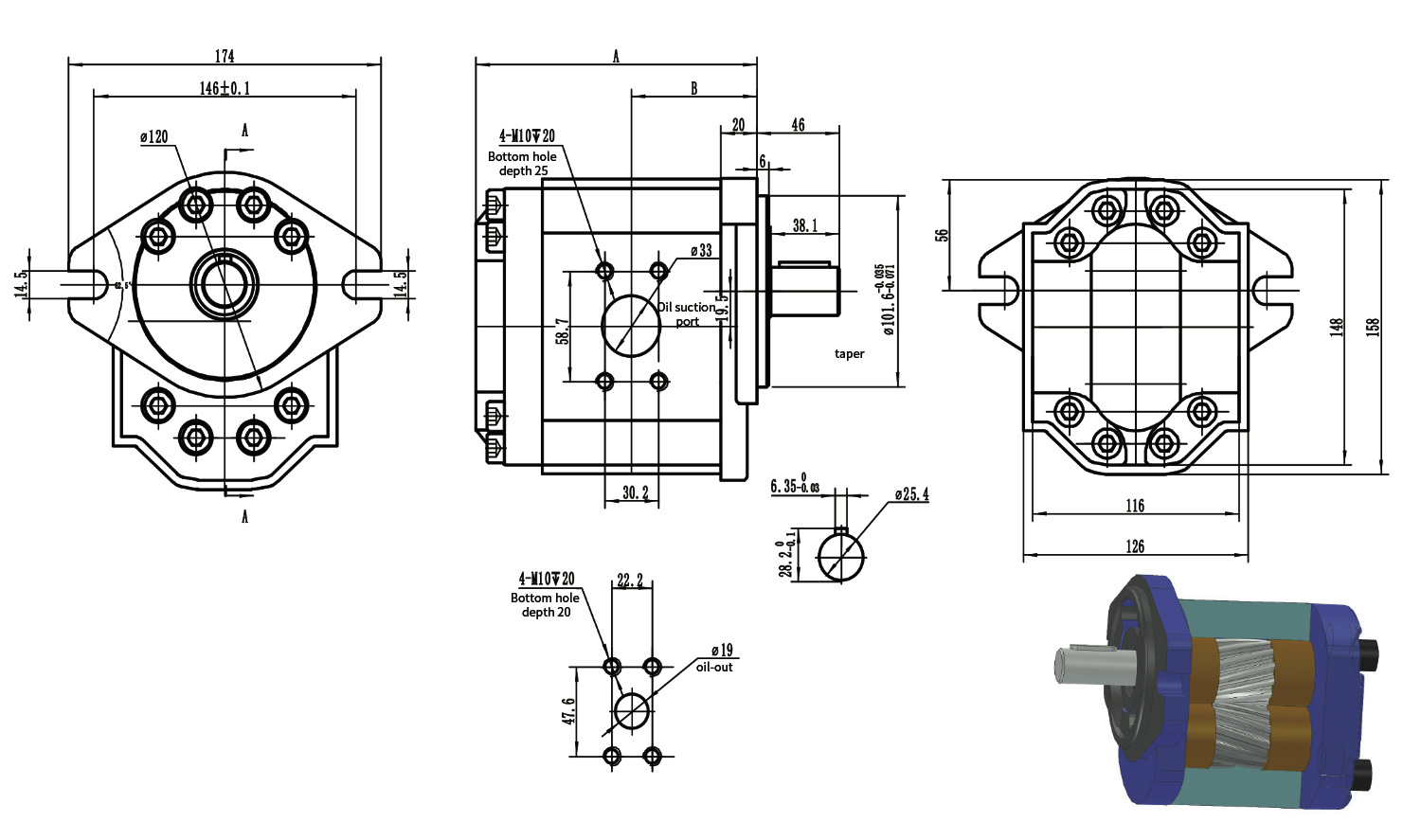 P23JF15G Шестеренный масляный насос