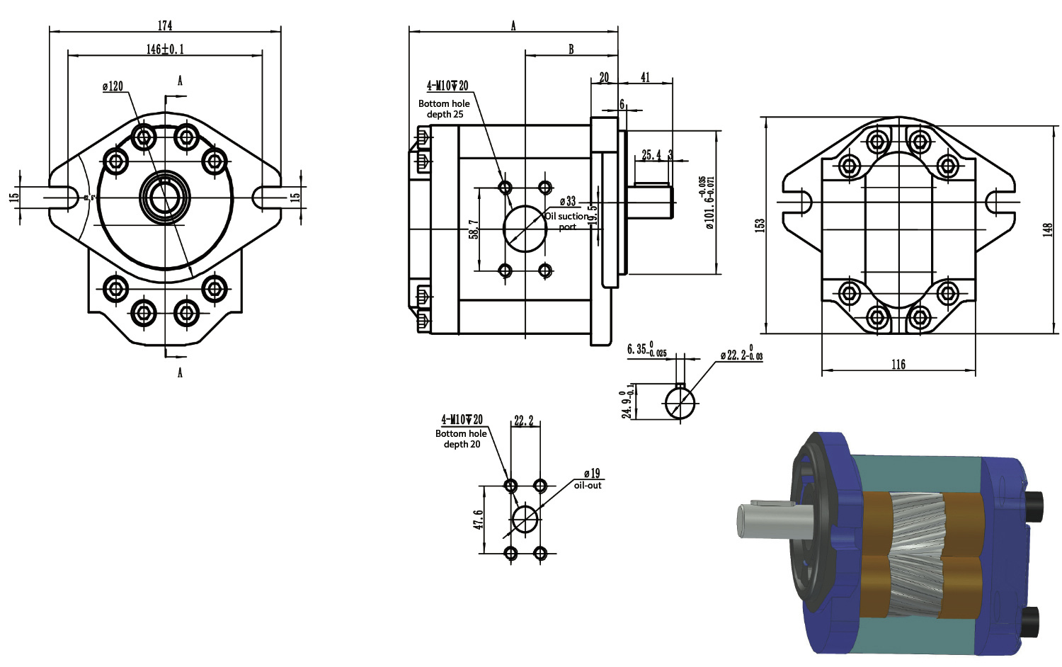 P18JF15G Шестеренный масляный насос