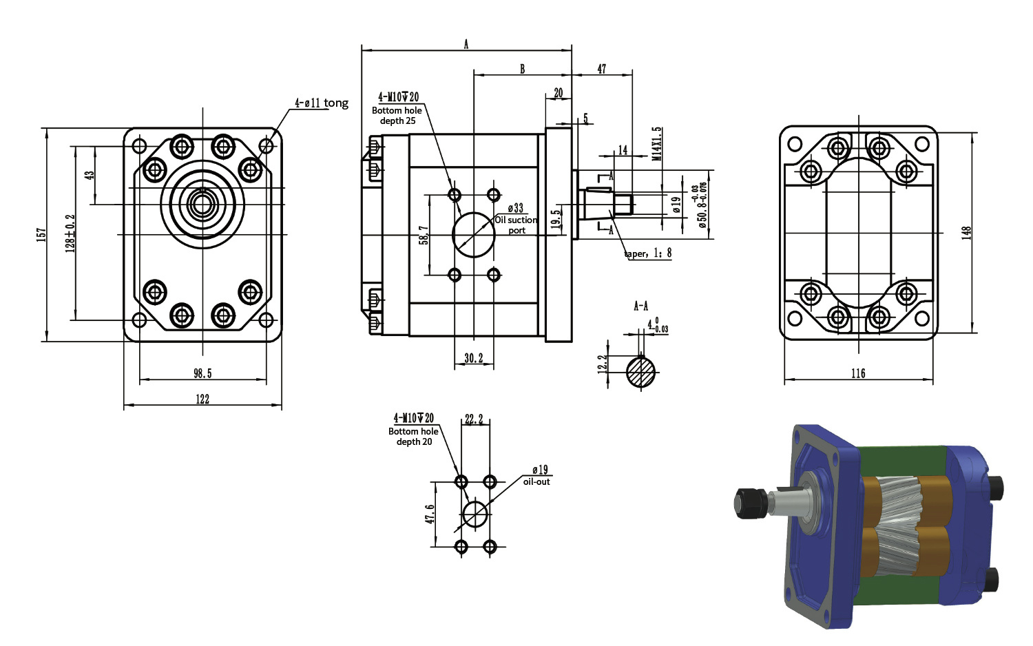 Z11JF15G Шестеренный масляный насос